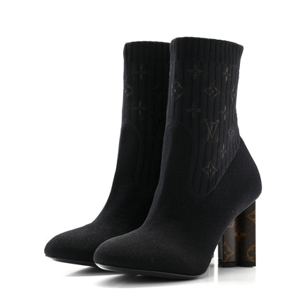 Louis Vuitton Monogram Stretch Fabric Silhouette Ankle Boots 38 Black 3 of 7