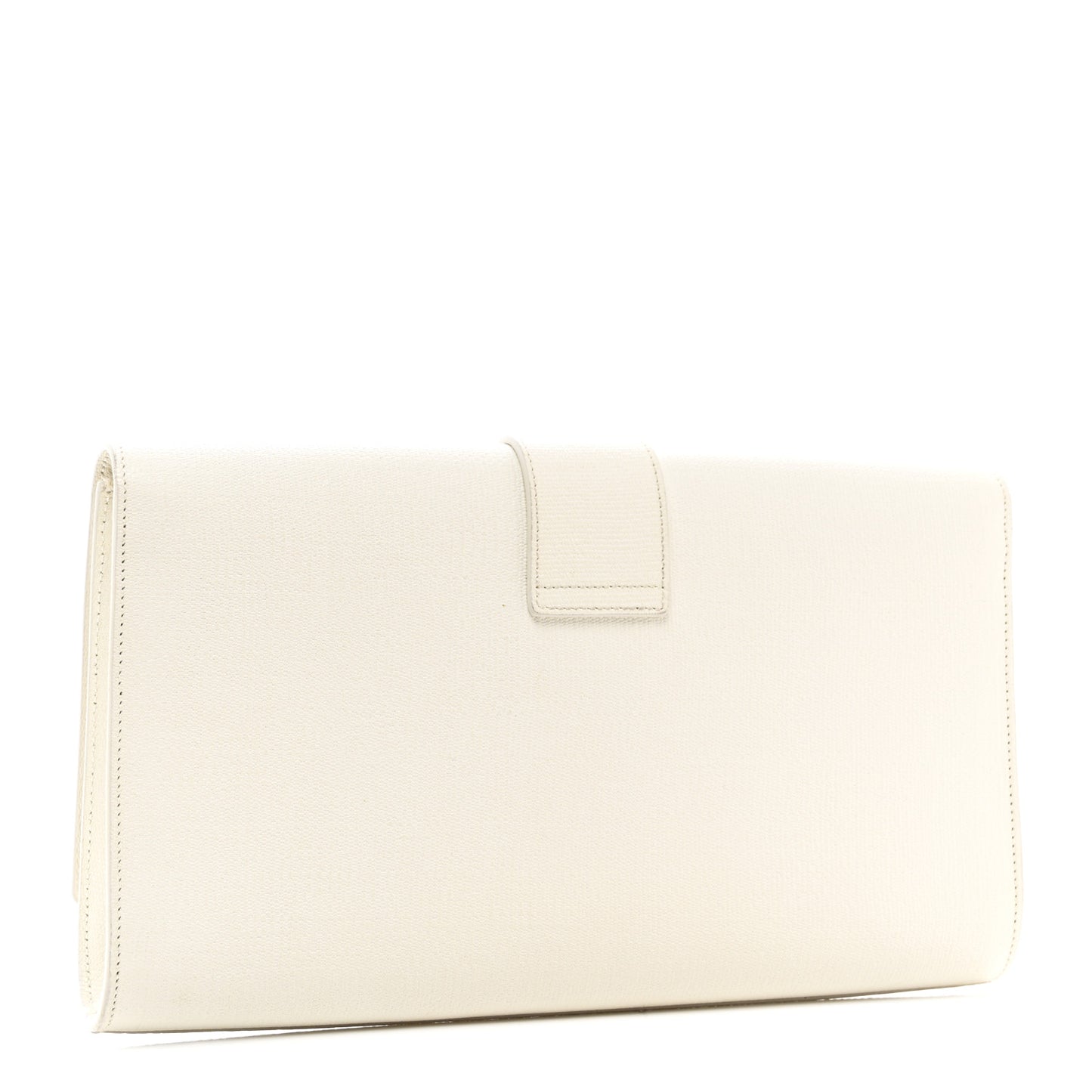 Textured Calfskin Classic Y Ligne Clutch White