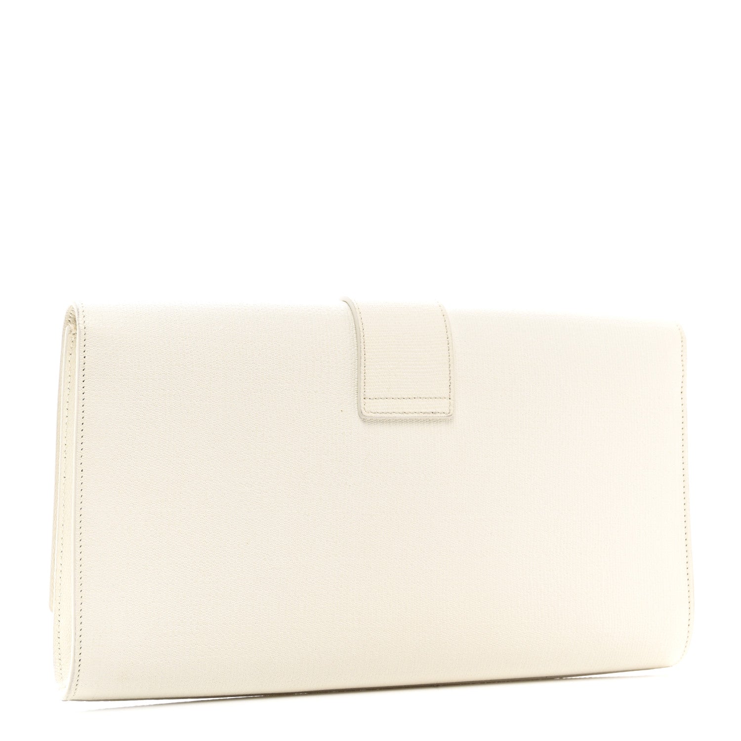 Saint Laurent Textured Calfskin Classic Y Ligne Clutch White 3 of 7