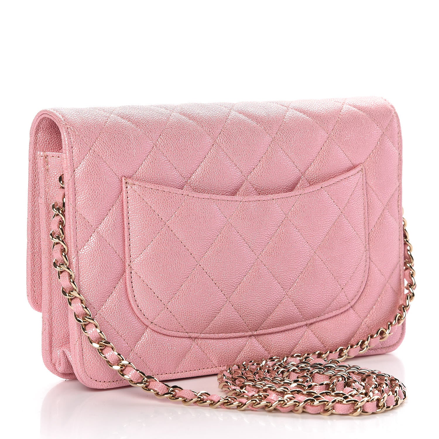 Chanel Iridescent Caviar Quilted Wallet on Chain WOC Rose Pink 3 of 9