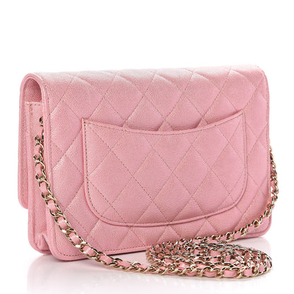 Chanel Iridescent Caviar Quilted Wallet on Chain WOC Rose Pink 3 of 9