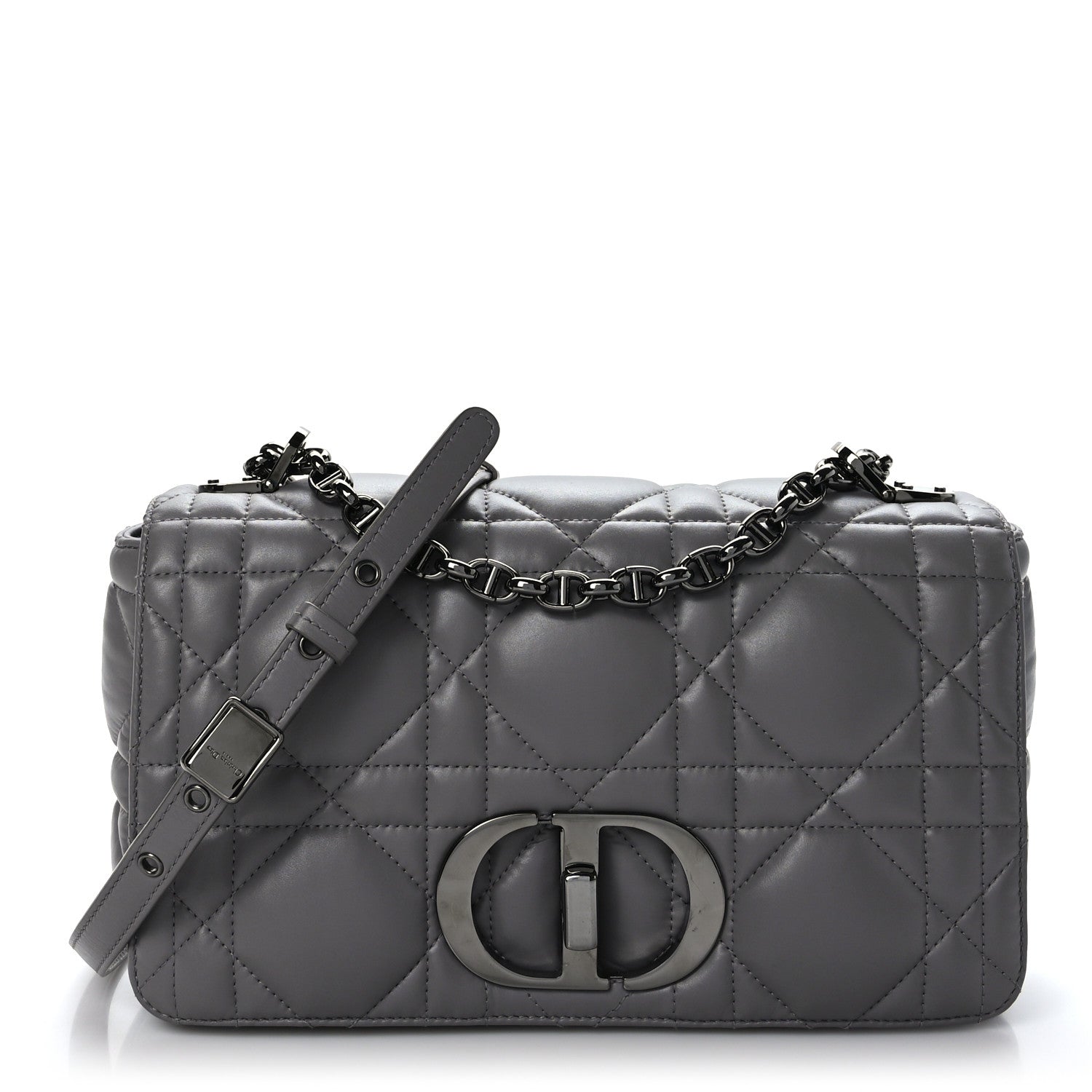 Christian Dior Calfskin Macrocannage Medium Caro Bag Iron Grey 1 of 9