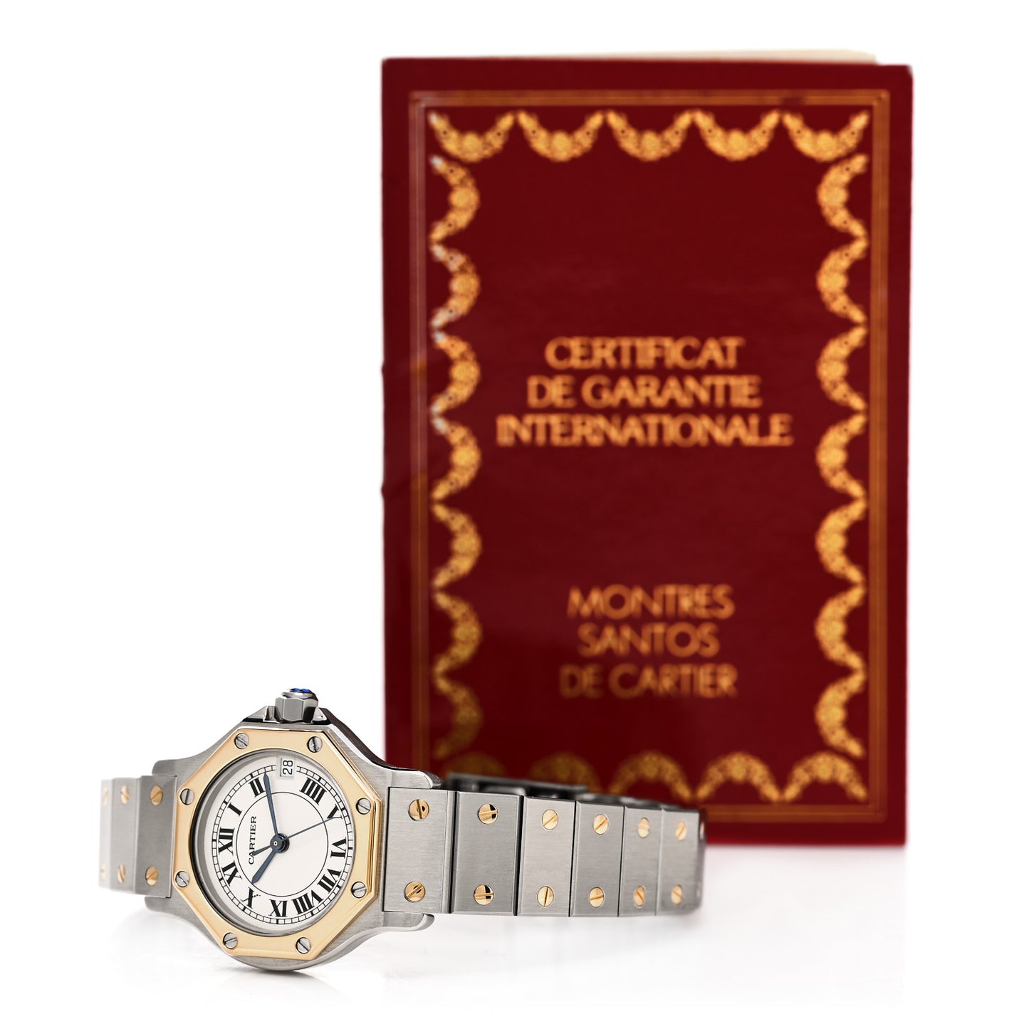 Stainless Steel 18K Yellow Gold 25mm Santos Octagon Quartz Watch