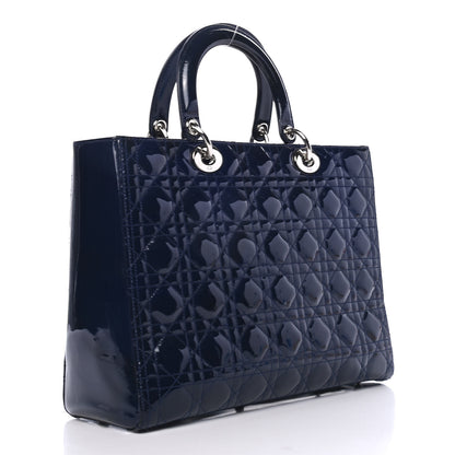 Christian Dior Patent Cannage Large Lady Dior Navy Blue 2 of 4