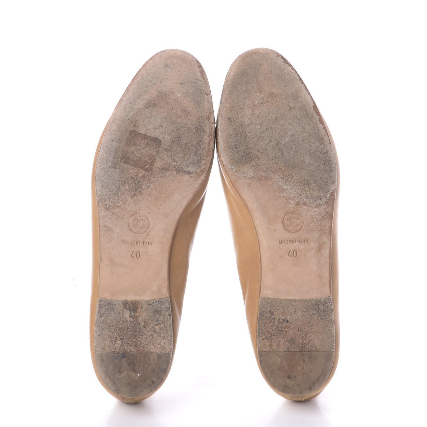 Lambskin Cap Toe CC Ballerina Flats 40 Beige