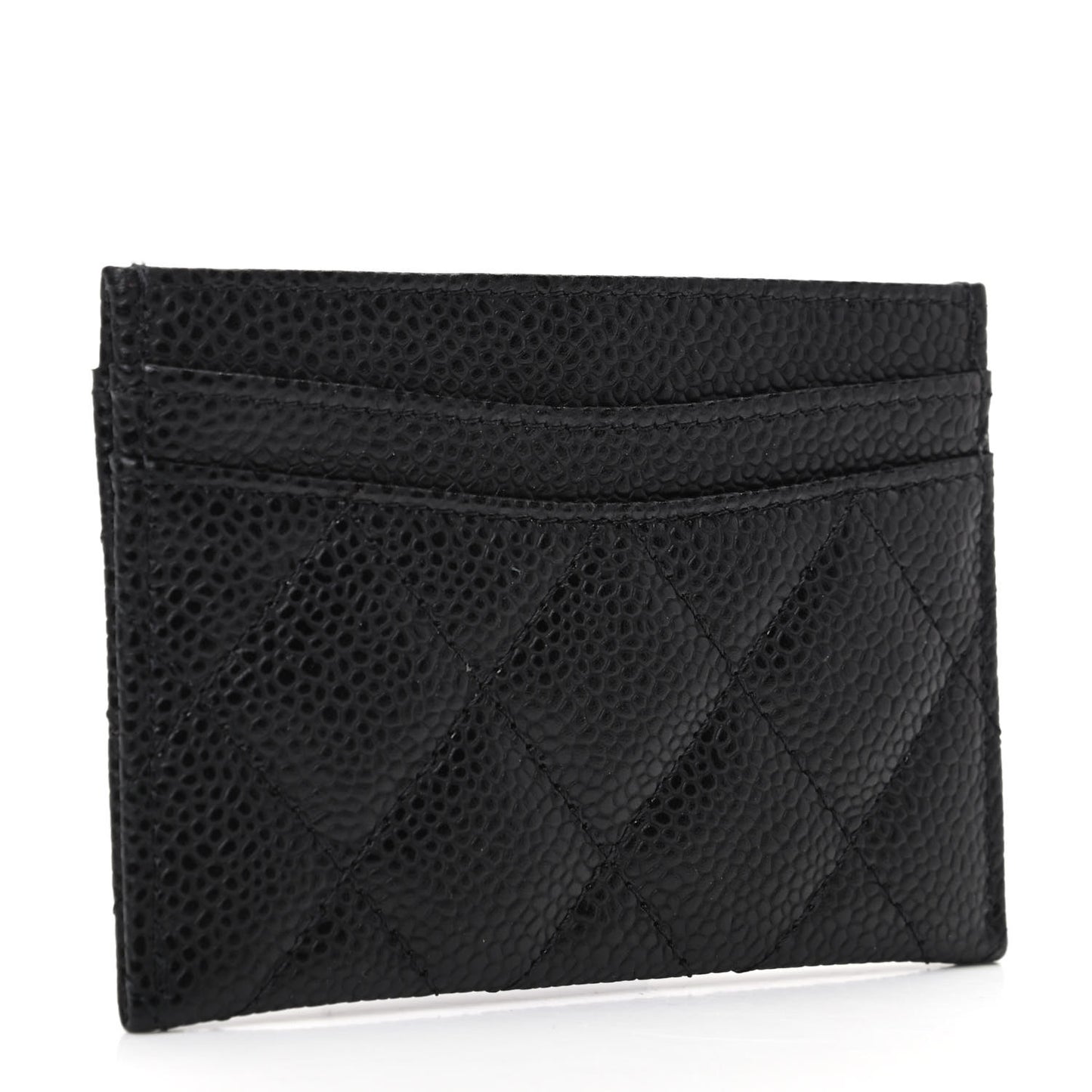 Caviar Quilted Card Holder Black