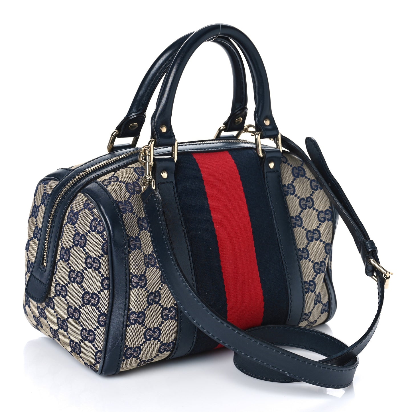 Monogram Vintage Web Small Boston Navy
