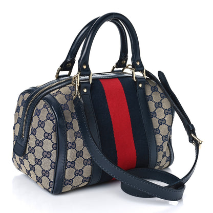 Gucci Monogram Vintage Web Small Boston Navy 3 of 12