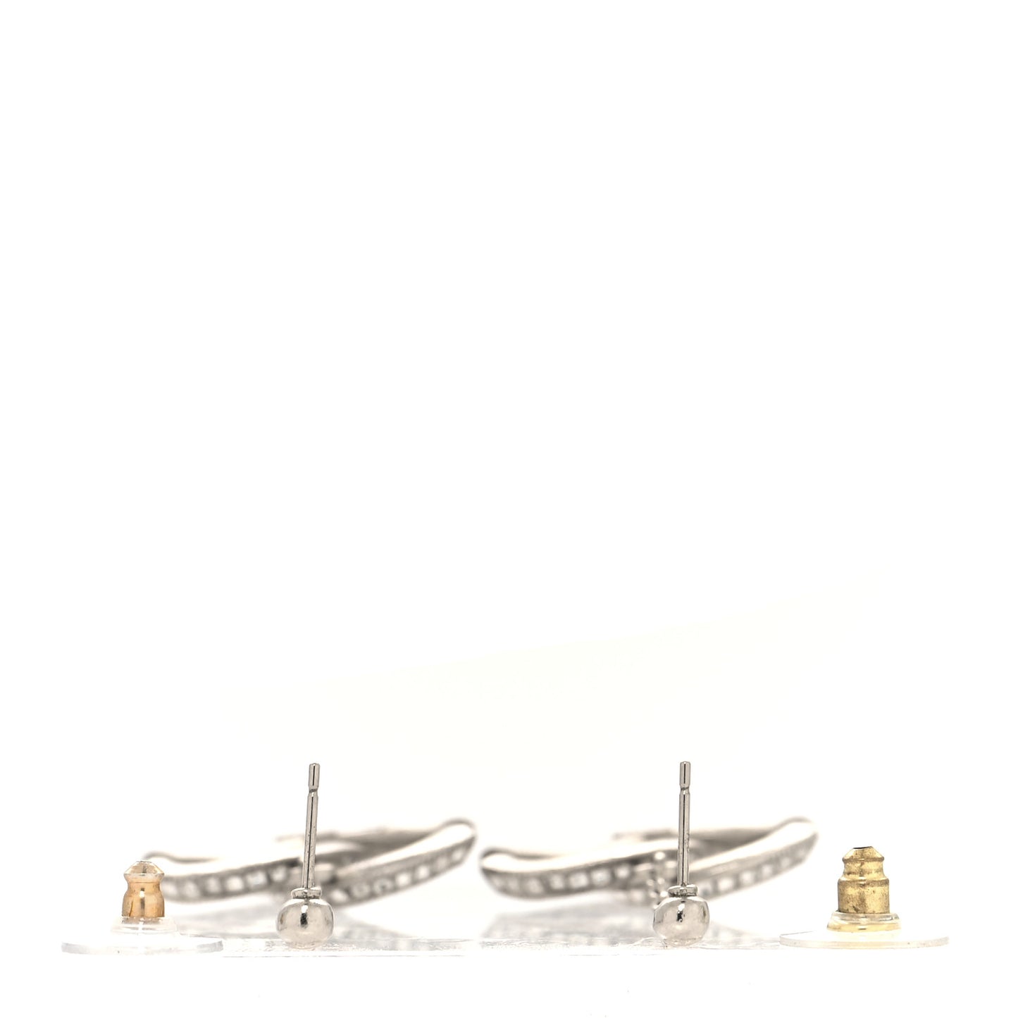 Baguette Crystal CC Drop Earrings Silver
