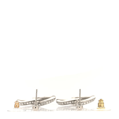 Chanel Baguette Crystal CC Drop Earrings Silver 3 of 4