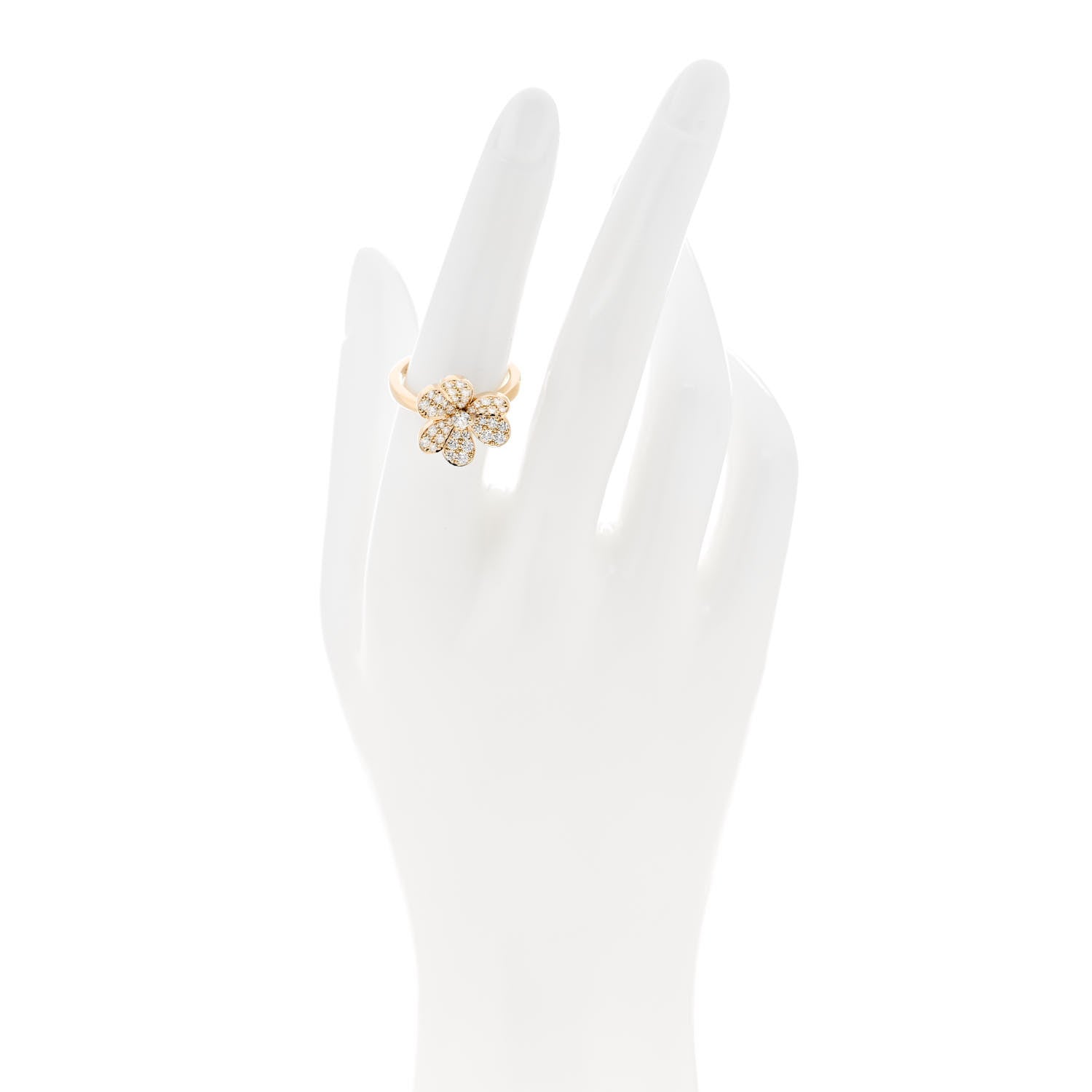 Van Cleef & Arpels 18K Yellow Gold Diamond Small Pave Frivole Ring 53 6.5 2 of 6