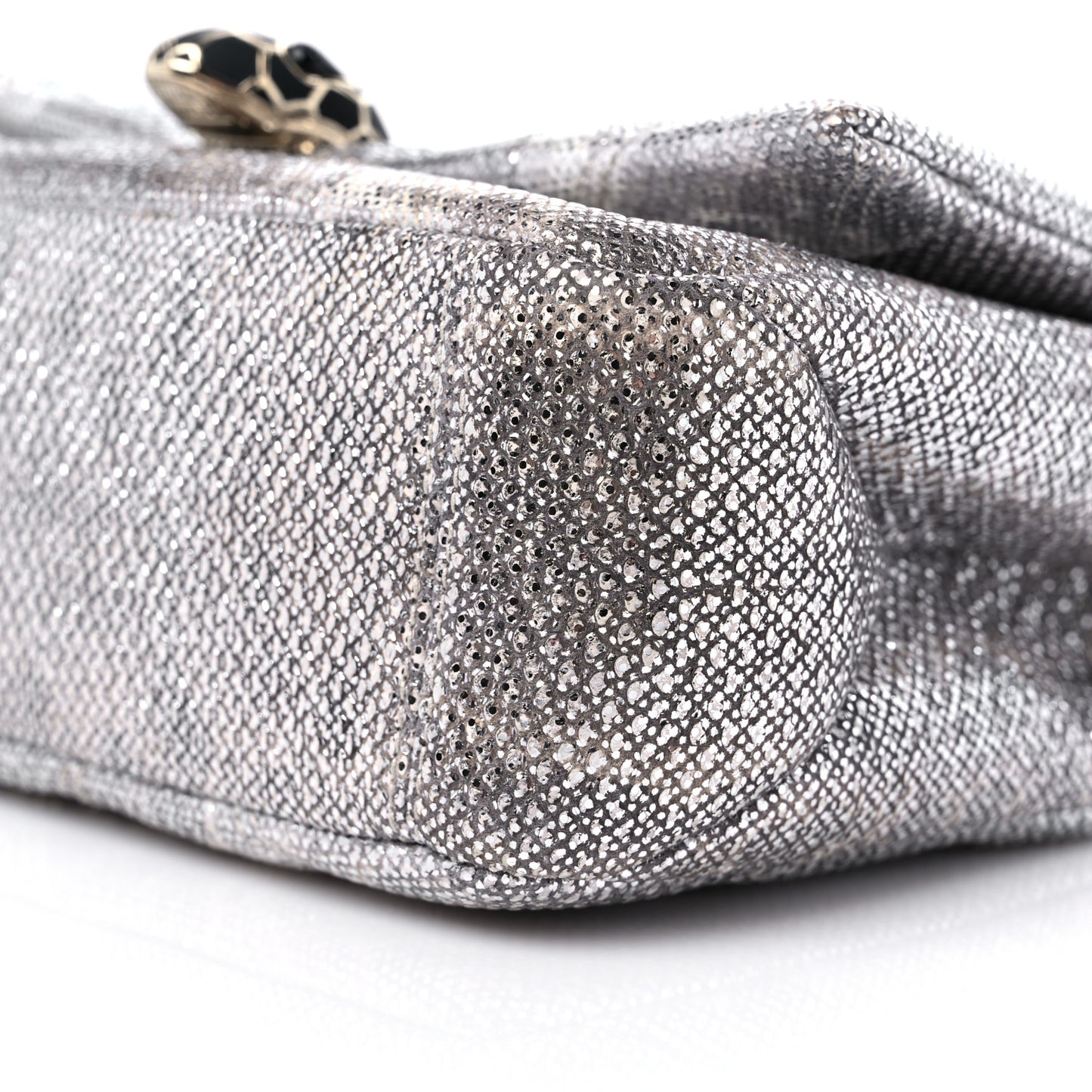 Shiny Karung Matelasse Mini Serpenti Cabochon Crossbody Silver