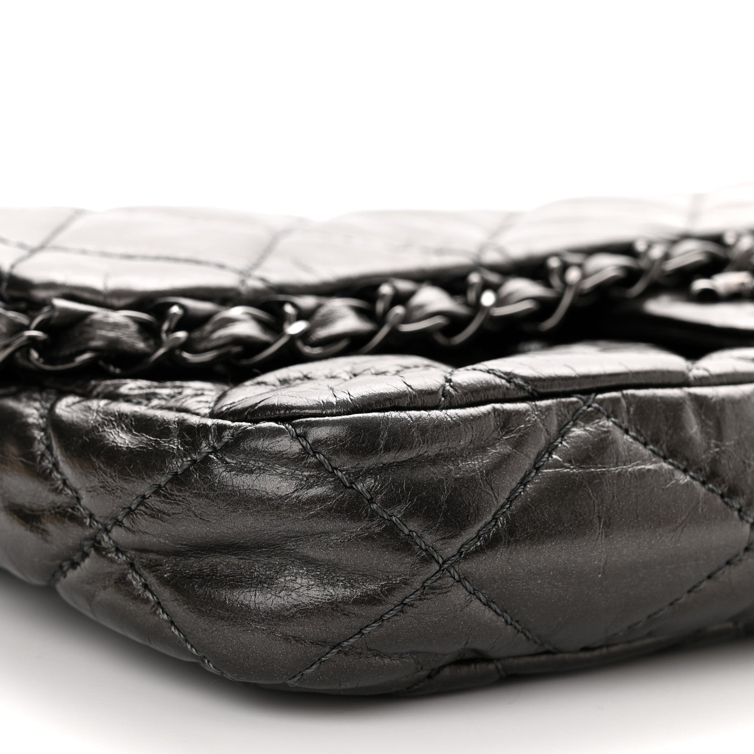 Chanel Metallic Aged Calfskin Quilted Small Chain Me Flap Black 9 of 12