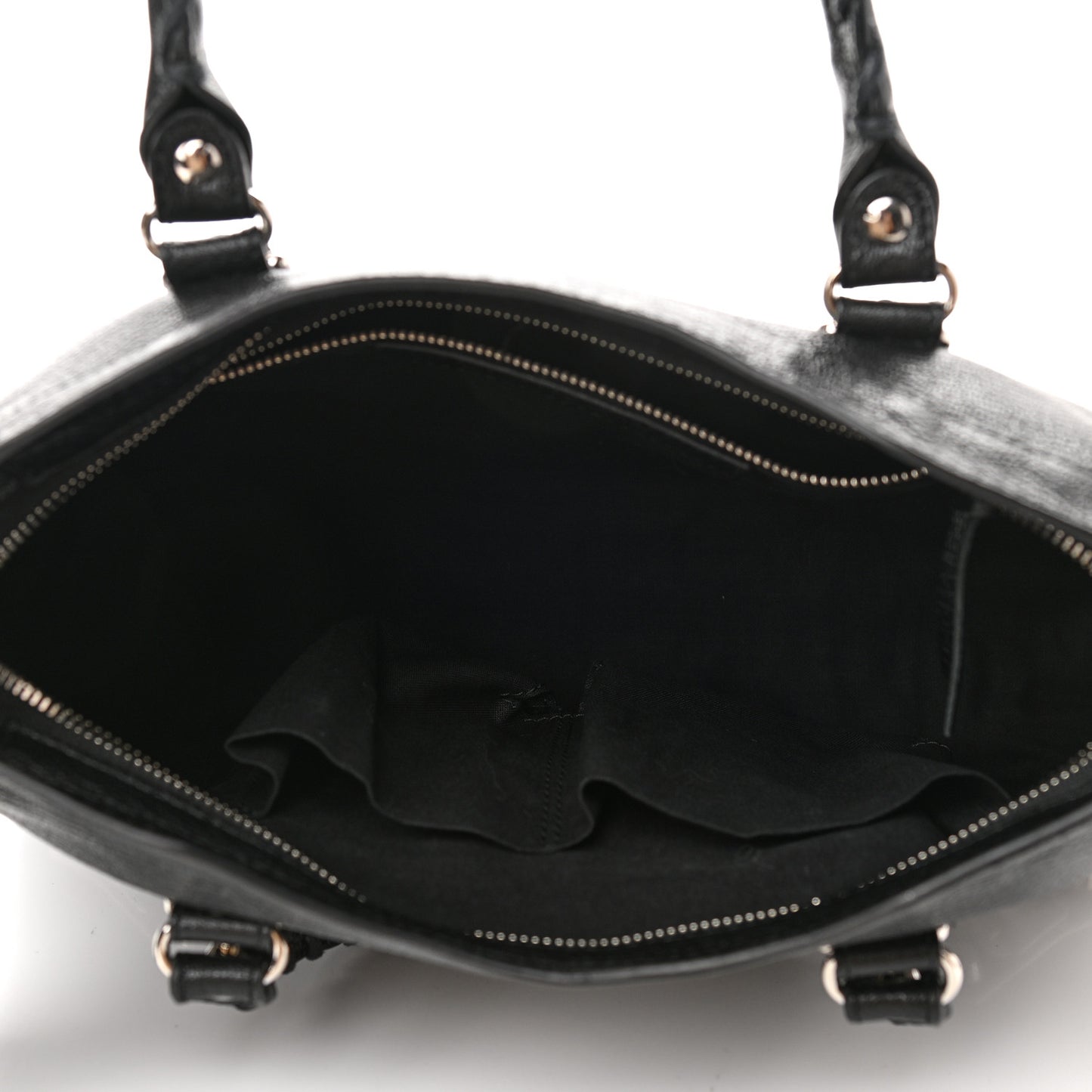 Chevre Silver Metallic Edge Hardware S City Black