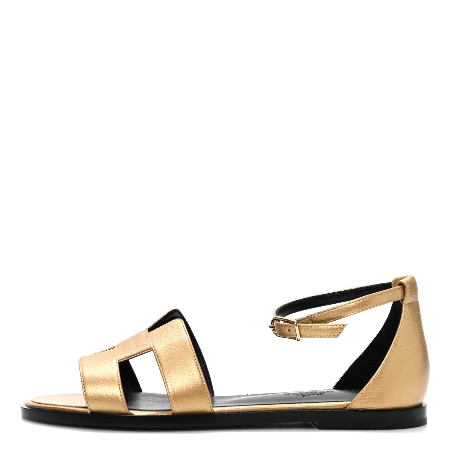 Hermes Metallic Chevre Chamkilight Santorini Sandals 36 Dore 1 of 10