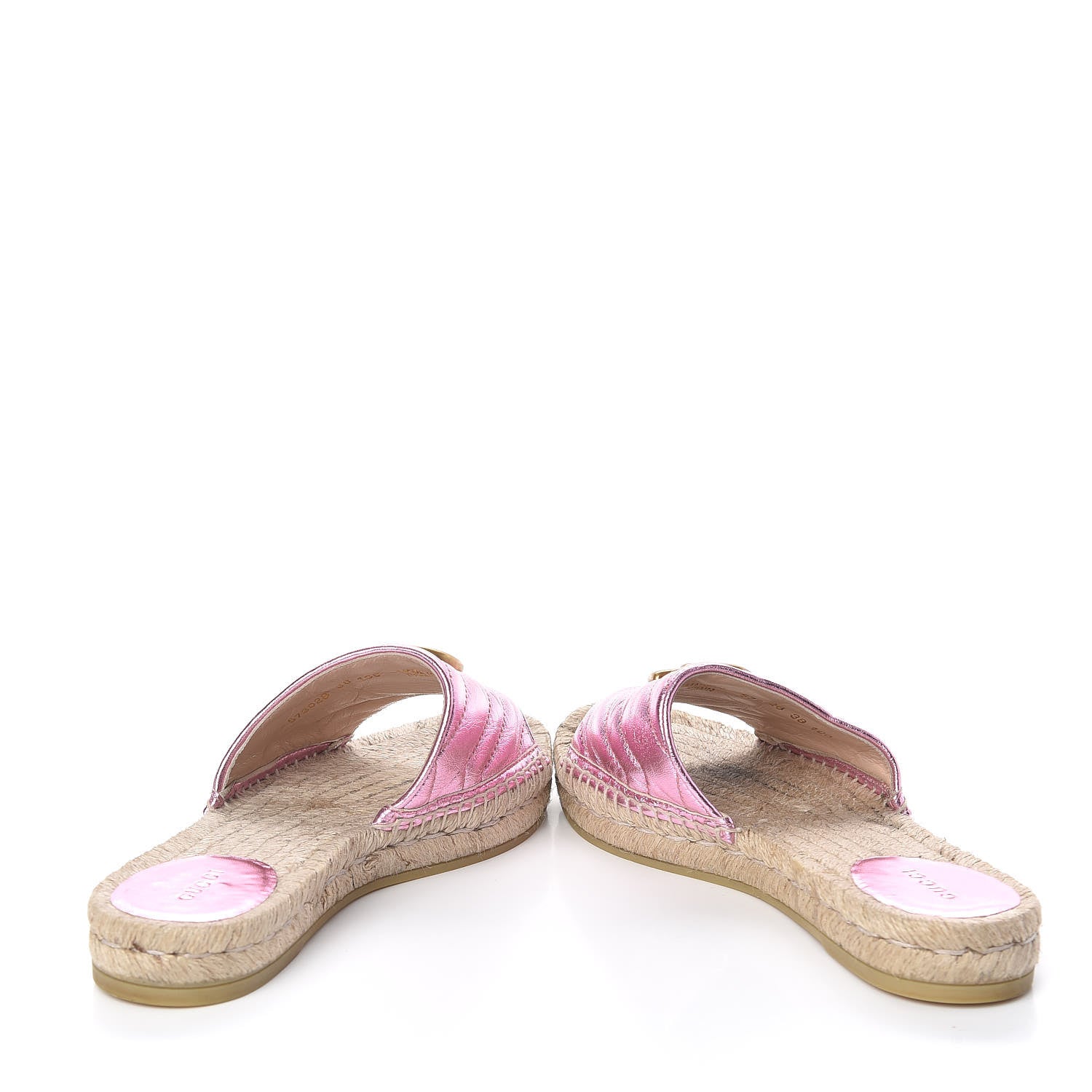 Gucci Metallic Nappa Matelasse GG Marmont Espadrille Slide Sandals 38 Rosa 5 of 11