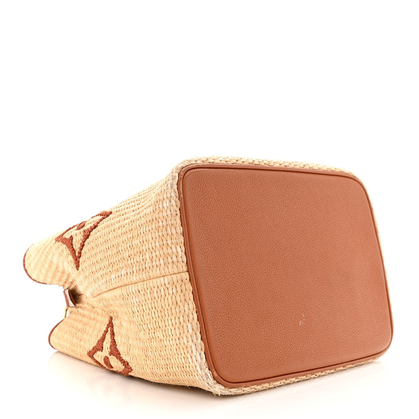Raffia Calfskin Monogram Neonoe MM Tan
