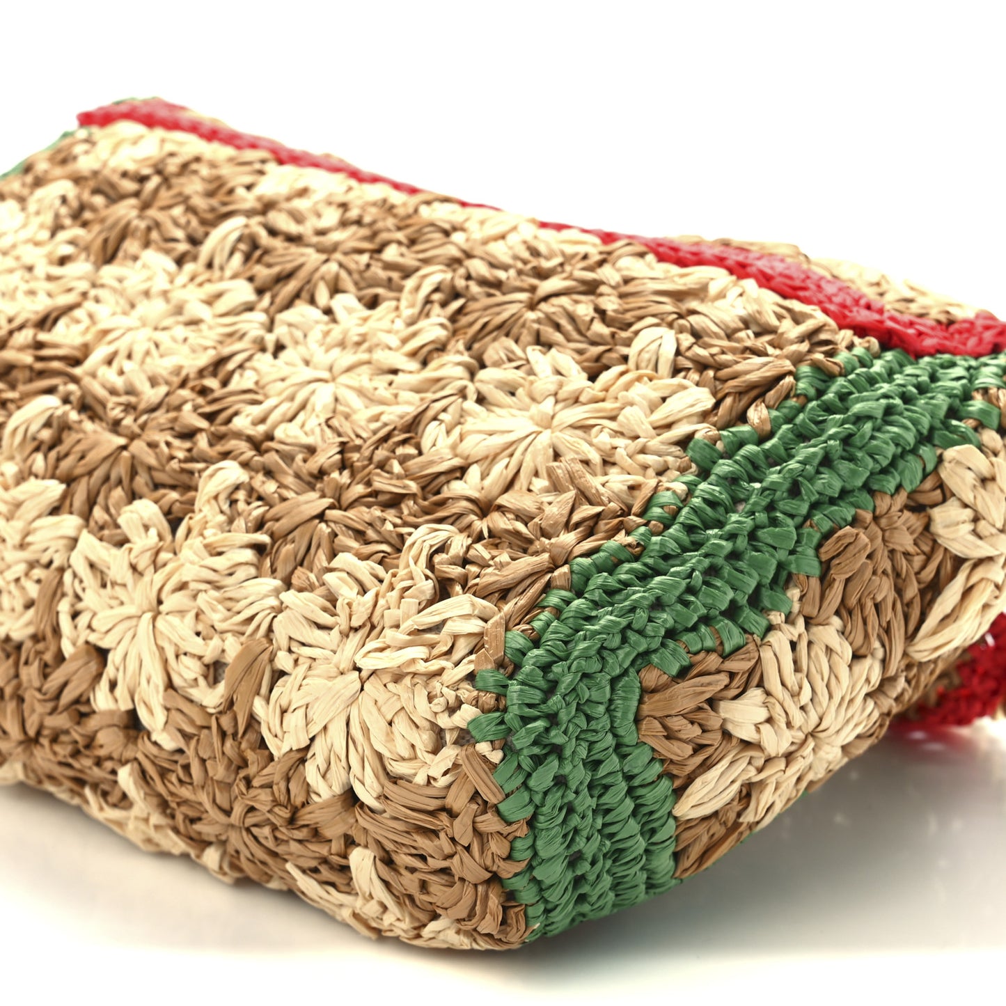 Raffia Azalea Calfskin Crochet Flower Small GG Marmont Shoulder Bag Natural Ecru Green Red New Shamarock