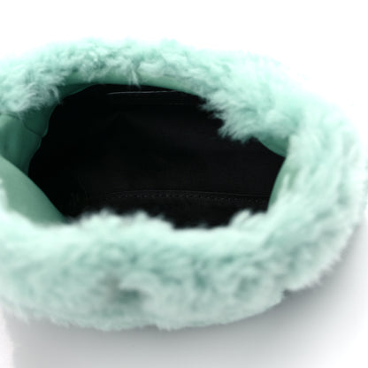 Saint Laurent Shearling Quilted Monogram Loulou Puffer Pouch Clutch Iced Mint 6 of 11