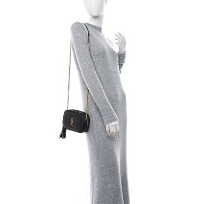 Saint Laurent Grain De Poudre Matelasse Monogram Mini Lou Camera Bag Black 3 of 12