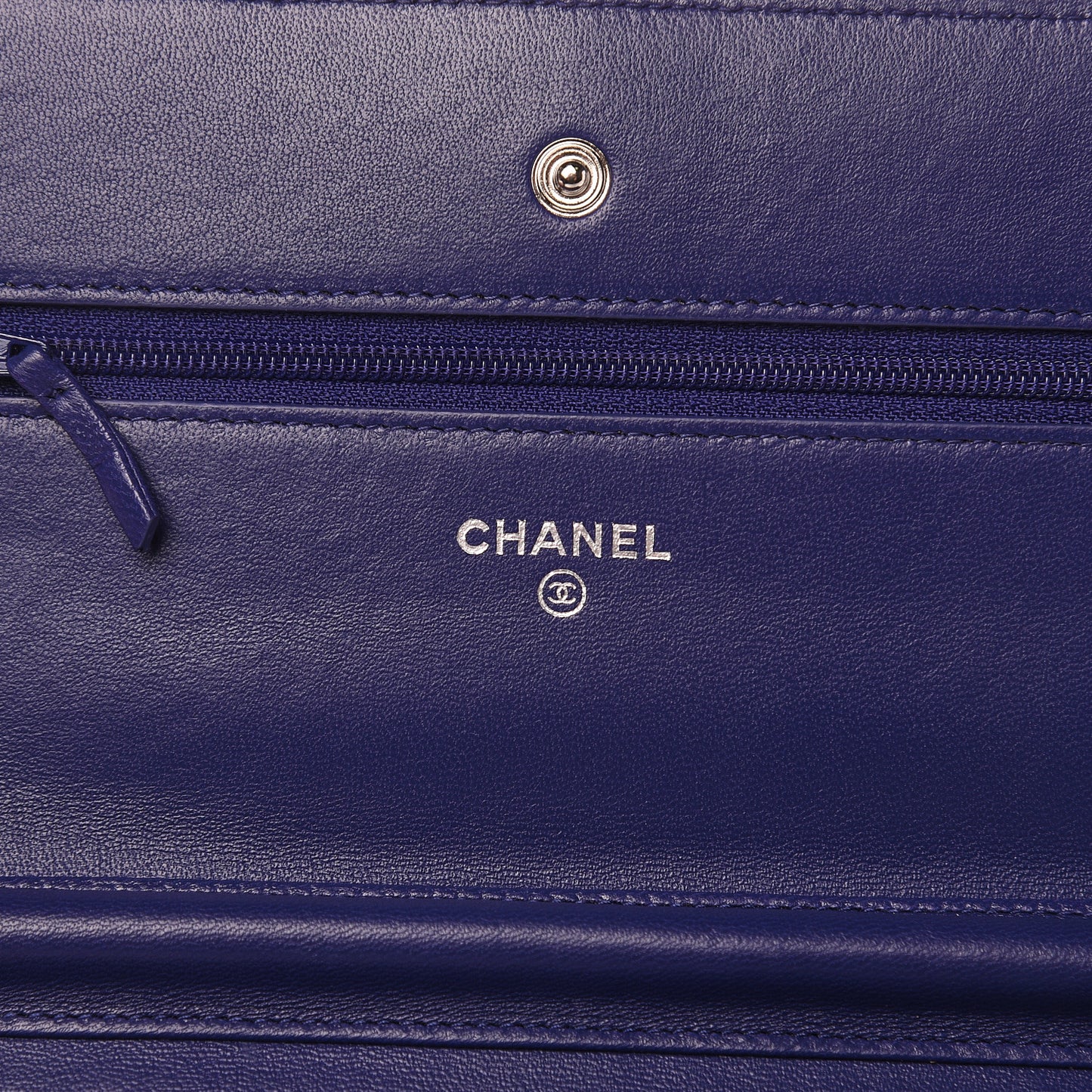 Lambskin Quilted Wallet On Chain WOC Blue