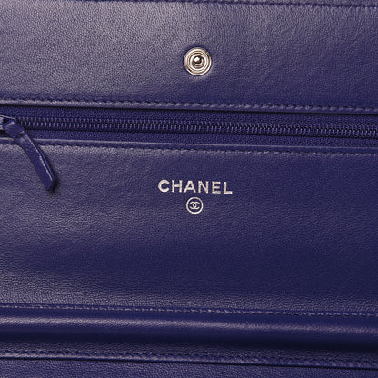 Chanel Lambskin Quilted Wallet On Chain WOC Blue 6 of 15