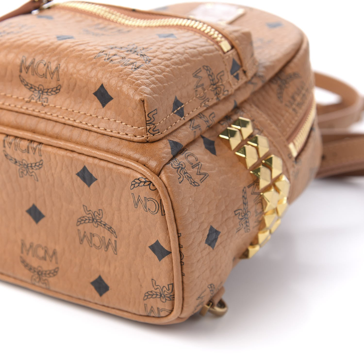 MCM Visetos Side Stud X-Mini Stark Backpack Cognac 6 of 9