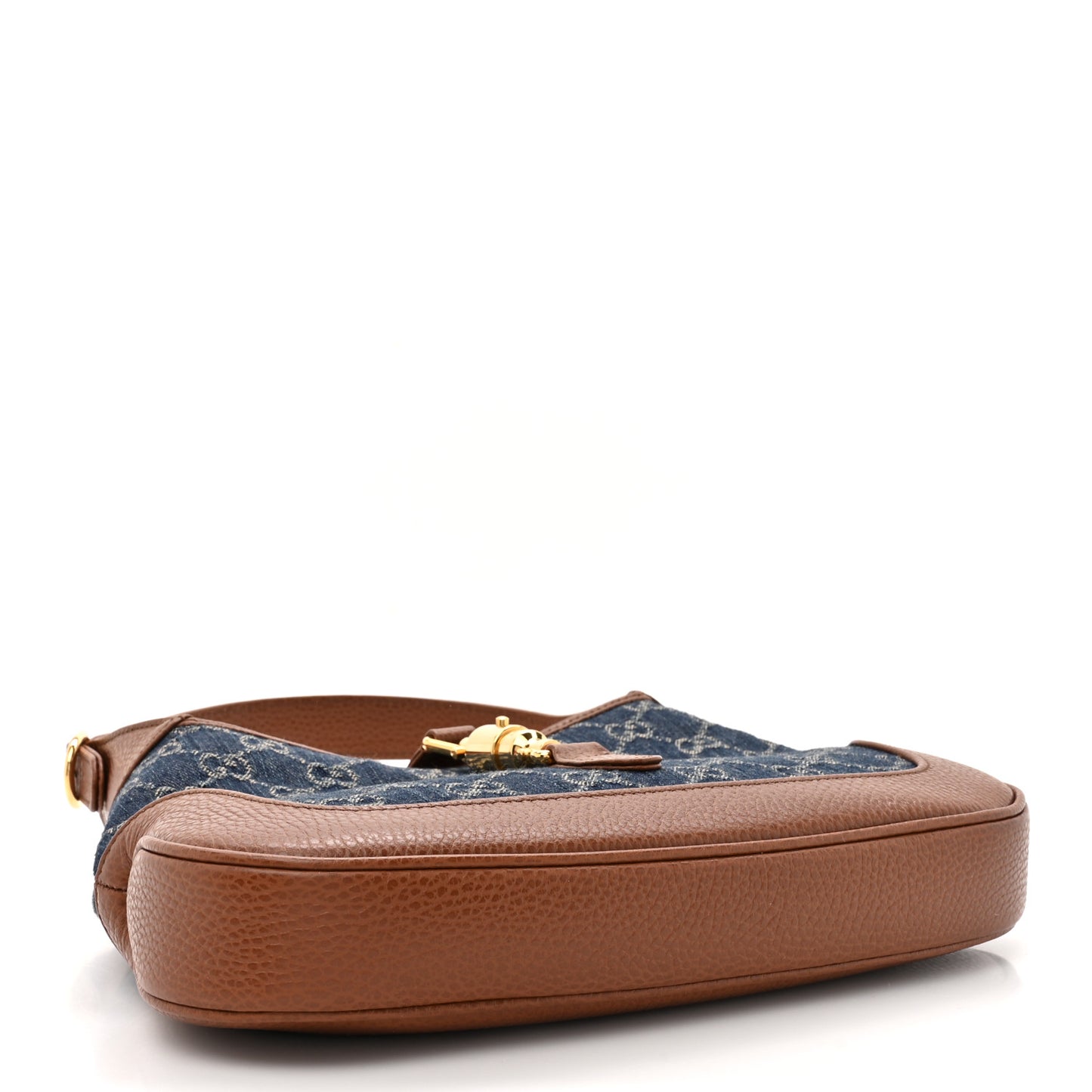 New Denim GG Monogram Calfskin Small Jackie 1961 Hobo Blue Tea Cuir