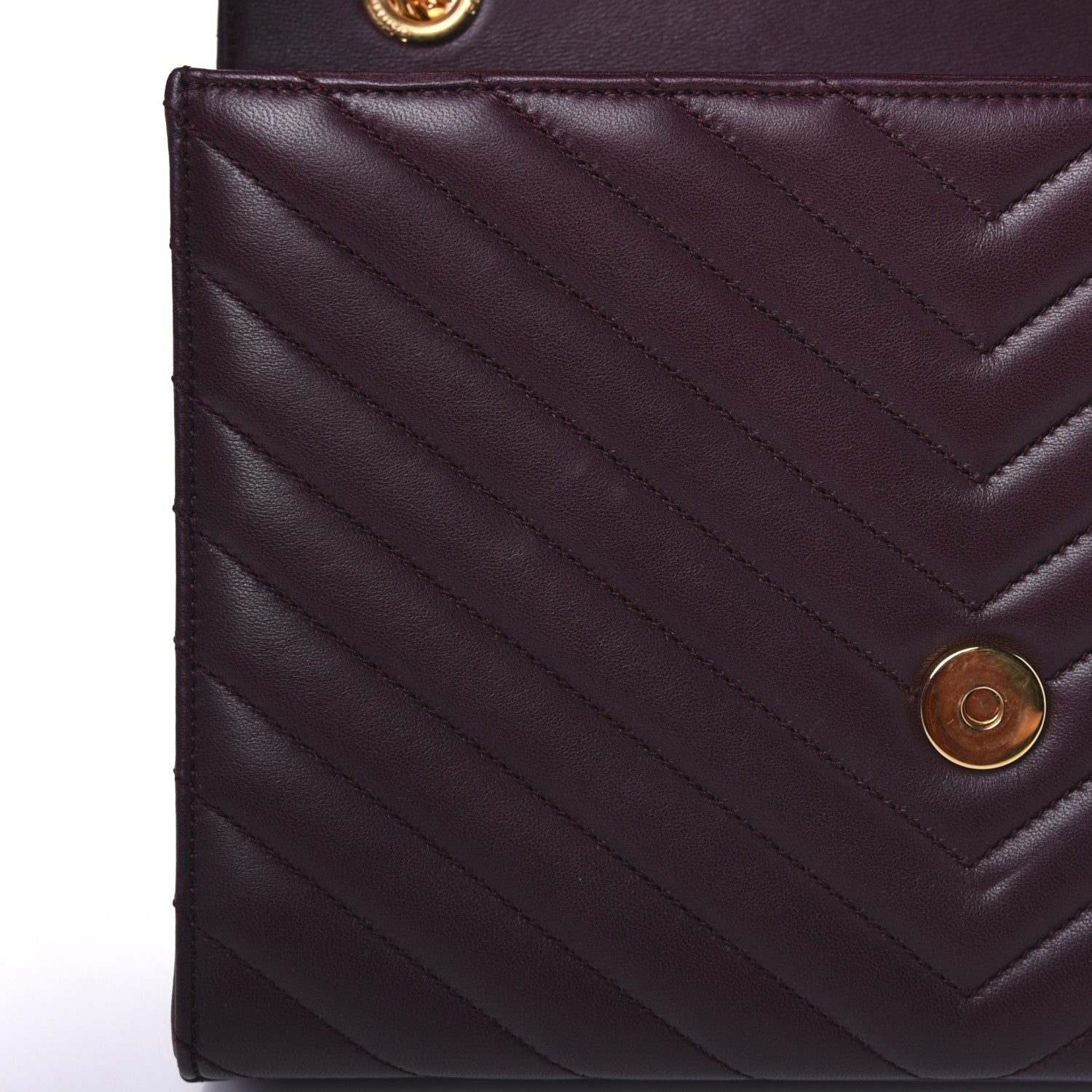 Saint Laurent Lambskin Matelasse Chevron Medium Monogram Satchel Amaranto 14 of 15