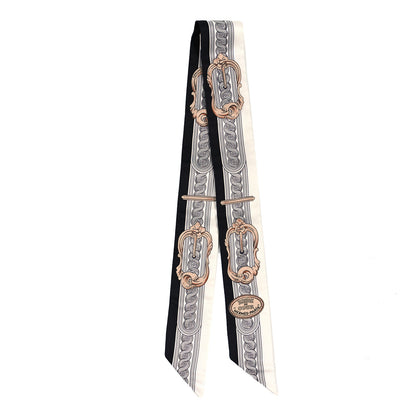 Hermes Silk Bride De Cour Twilly Black White Or Rose 2 of 3