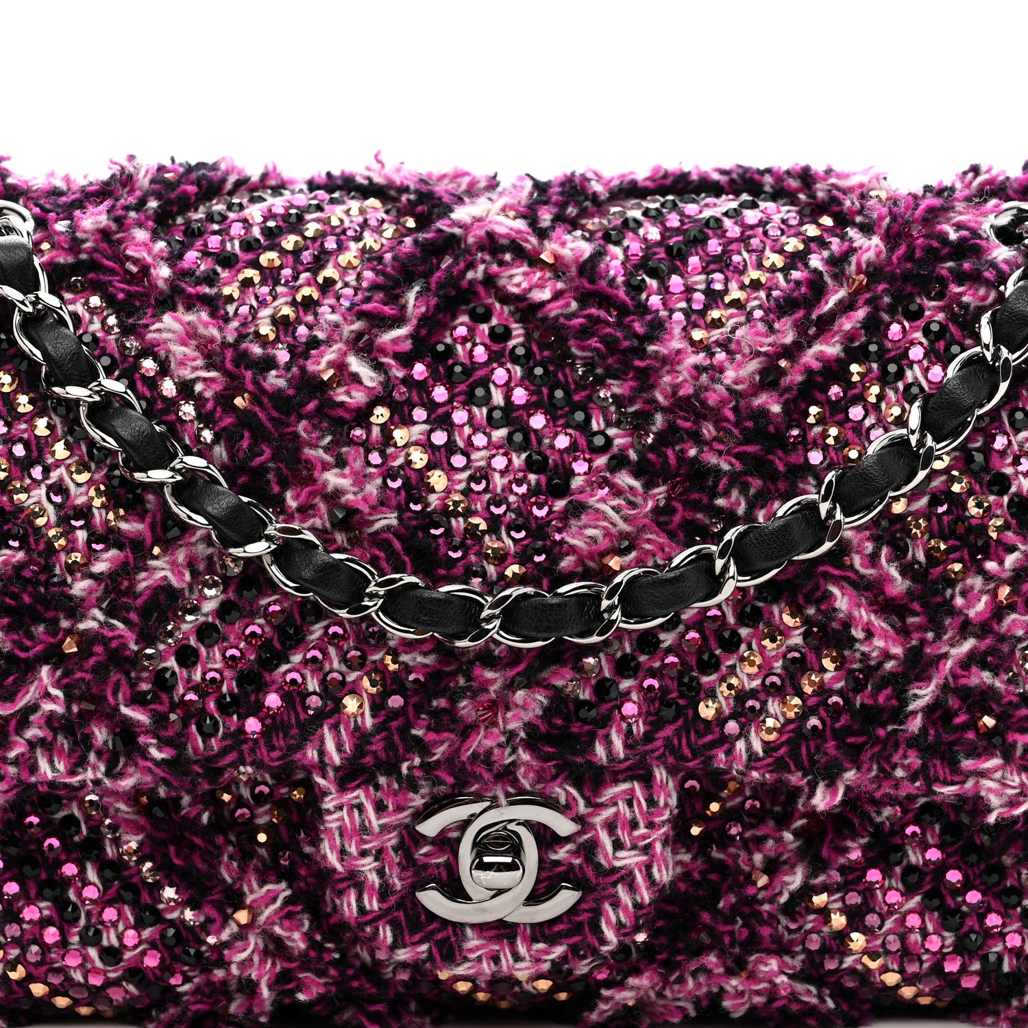 Chanel Crystal Tweed Quilted Medium Double Flap Purple Multicolor 13 of 20