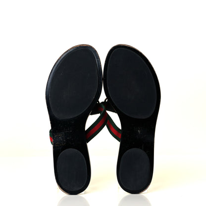 Gucci Nylon Guccissima Web Womens Thong Sandals 41 Green Red Black 7 of 11