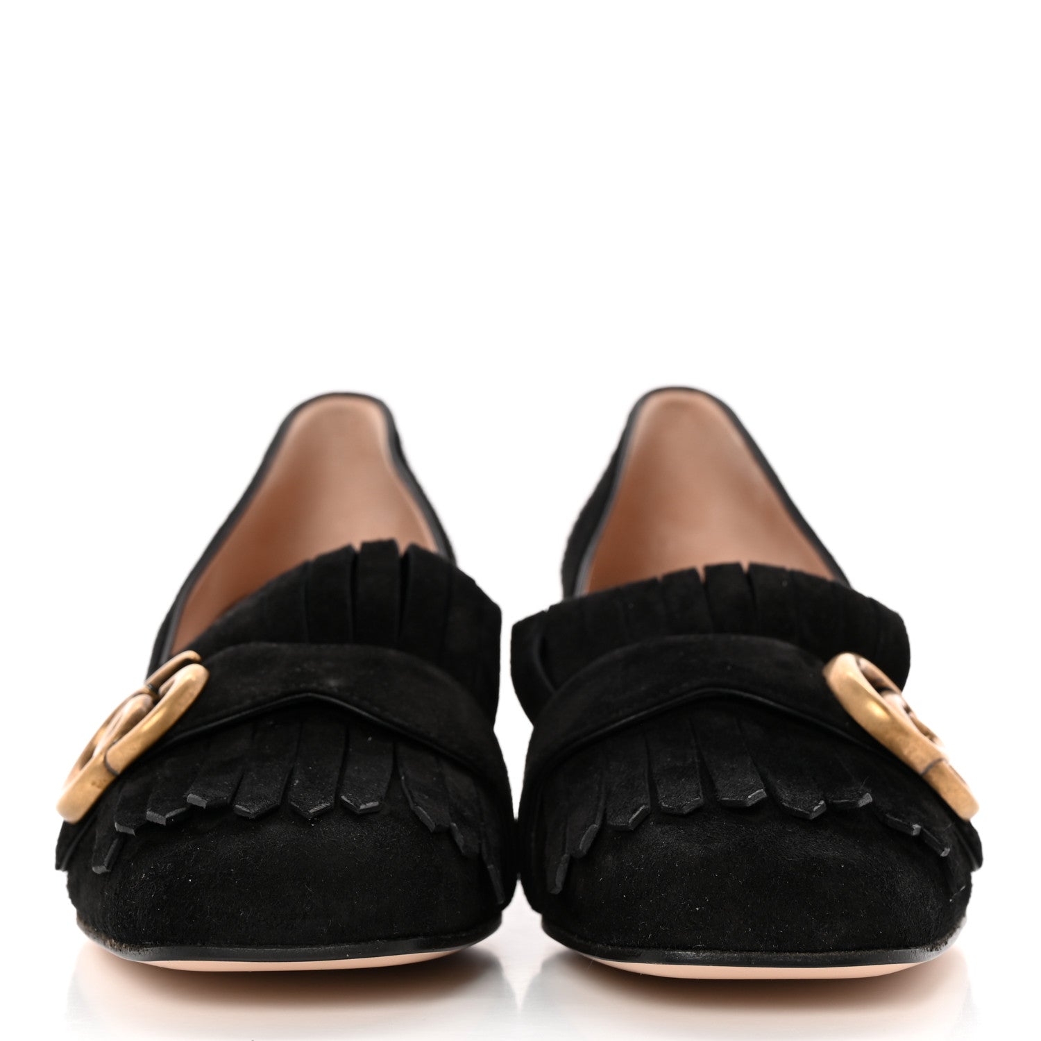 Gucci Kid Scamosciato GG Marmont Fringe 50mm Loafer Pumps 36 Black 2 of 12