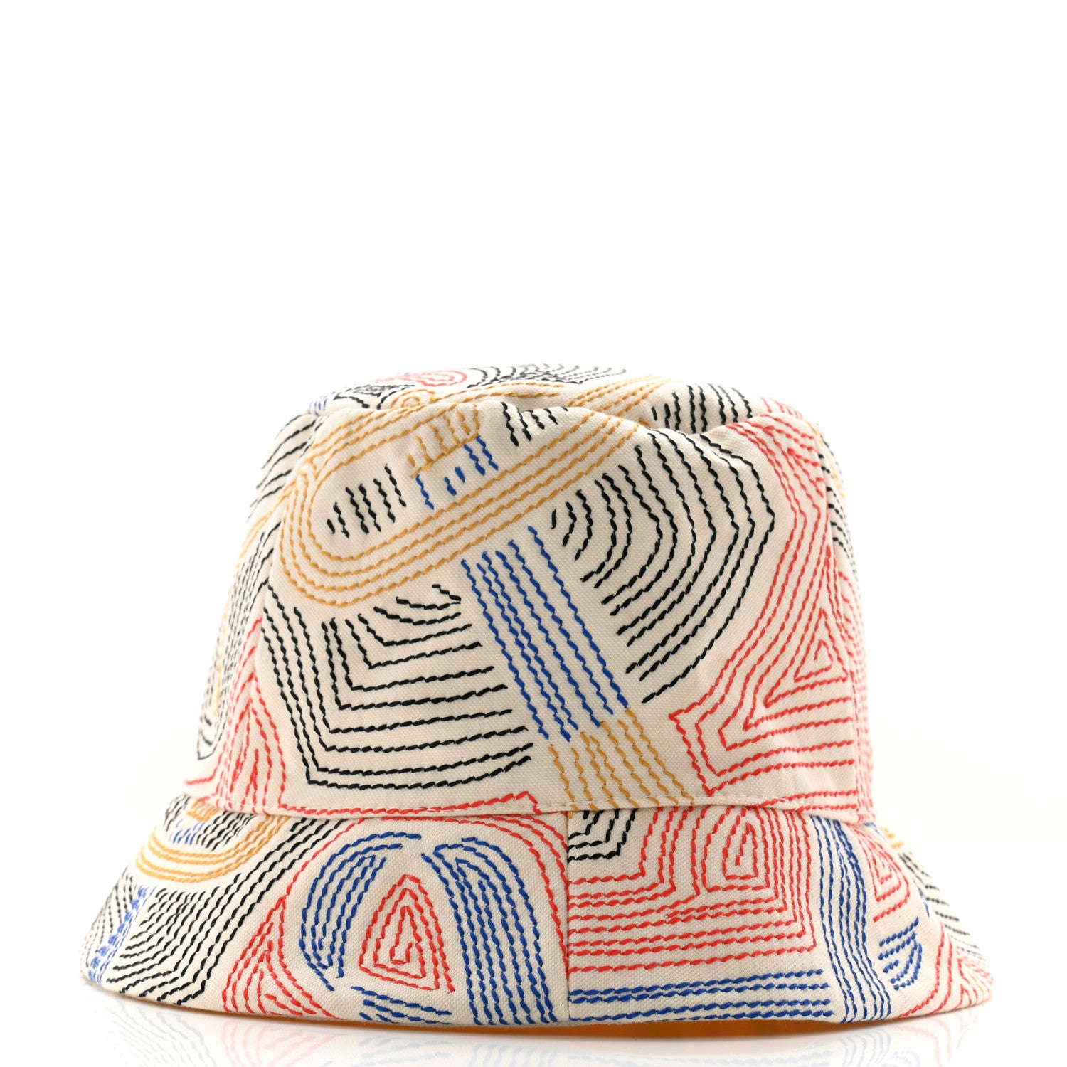 Hermes Cotton Eperon D'Or Embroidered Calvi Bucket Hat 56 Blanc Casse 6 of 10