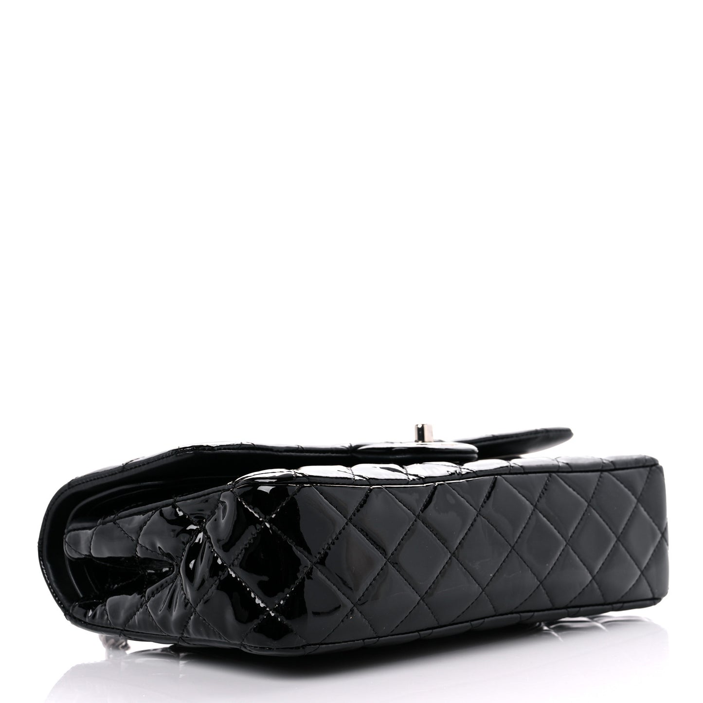 Patent Quilted Medium Double Flap Black