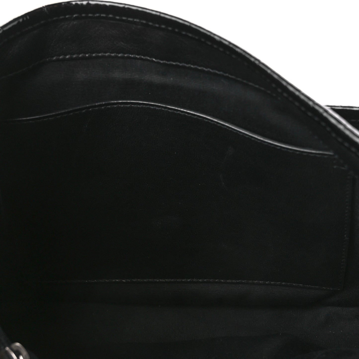Patent Crocodile Embossed Lambskin Monogram Medium Niki Chain Satchel Black
