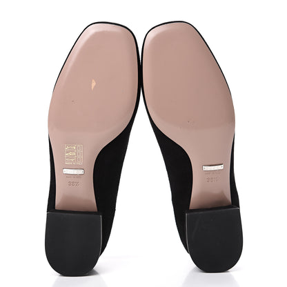 Gucci Suede Crystal Interlocking G Low Heel Pumps 38.5 Black 6 of 9