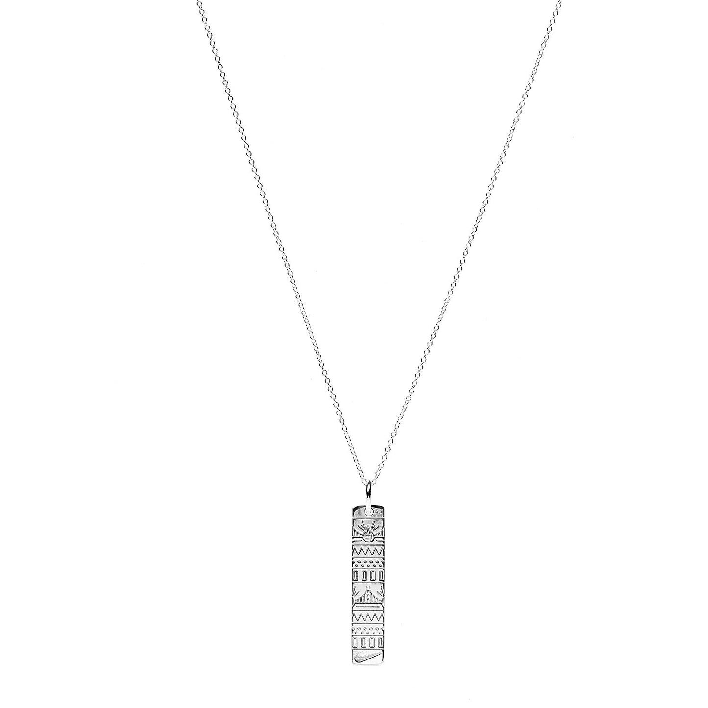Sterling Silver 2014 Nike Marathon Bar Pendant Necklace