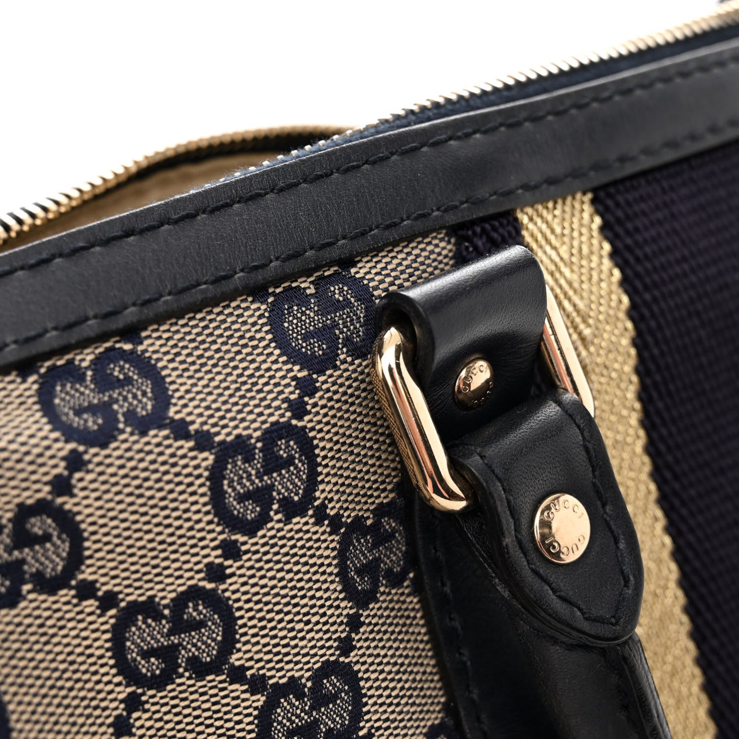 Monogram Vintage Web Medium Boston Gold Navy