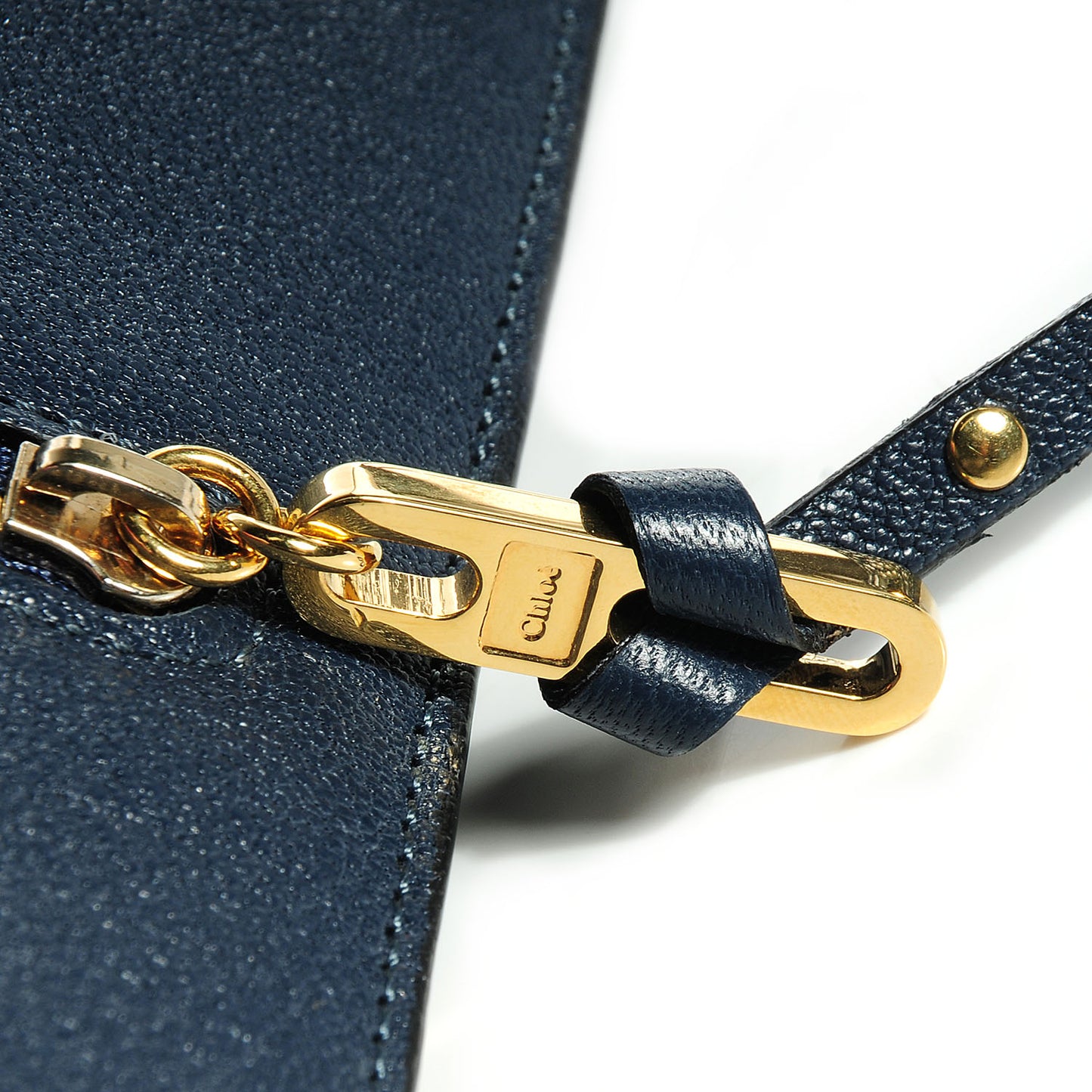 Leather Ghost Long Zipped Wallet Navy