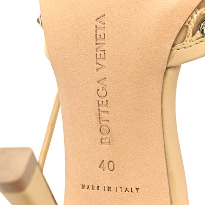 Bottega Veneta Mesh Nappa Crystal Embellished Sparkle Stretch Ankle Tie 90mm Sandals 40 Cane Sugar 6 of 7