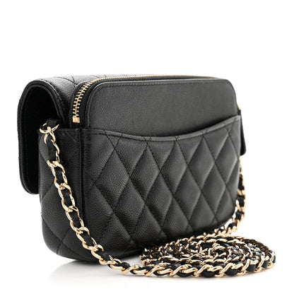 Chanel Caviar Quilted Flap Phone Holder With Chain Black 3 of 12