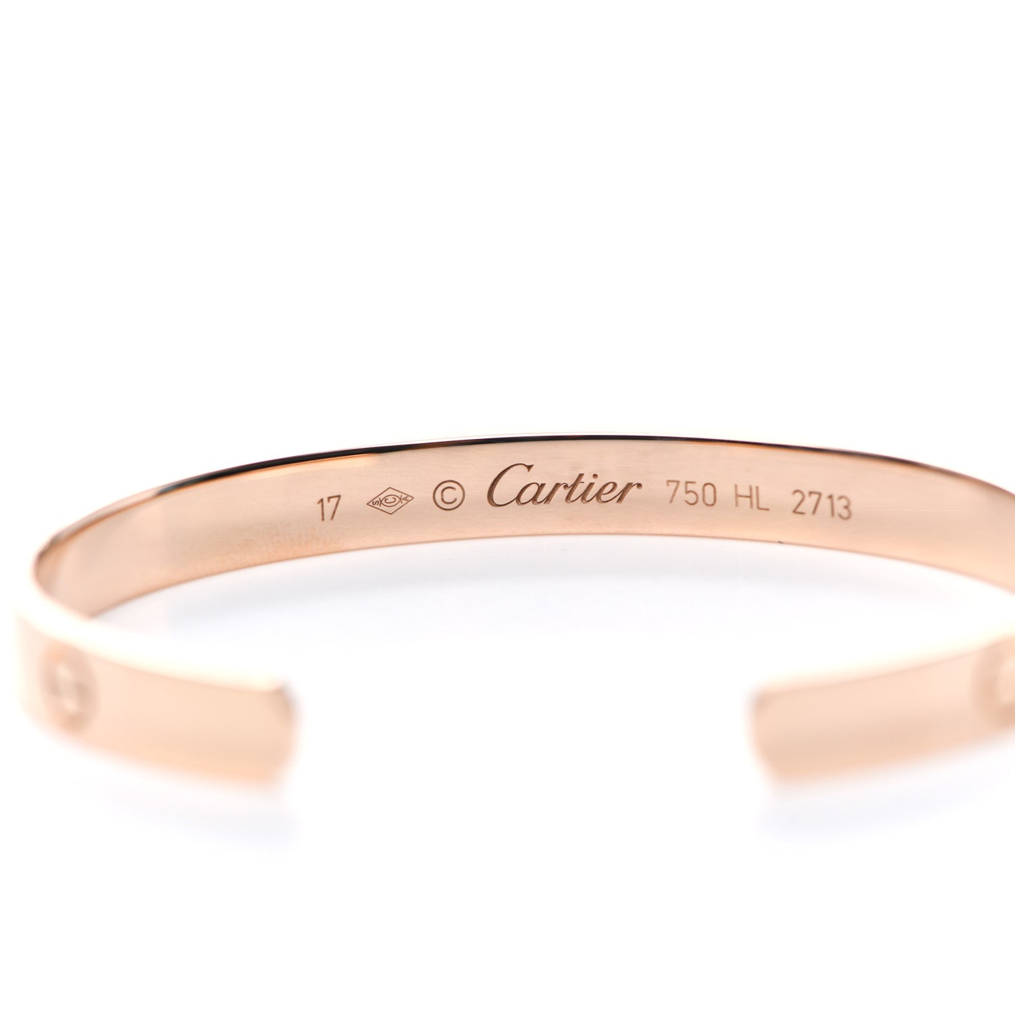 18K Pink Gold LOVE Cuff Bracelet 17