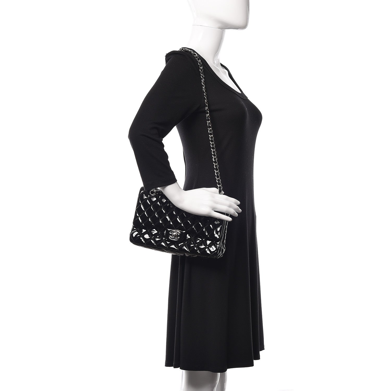 Chanel Patent Quilted Medium Double Flap Black 2 of 18