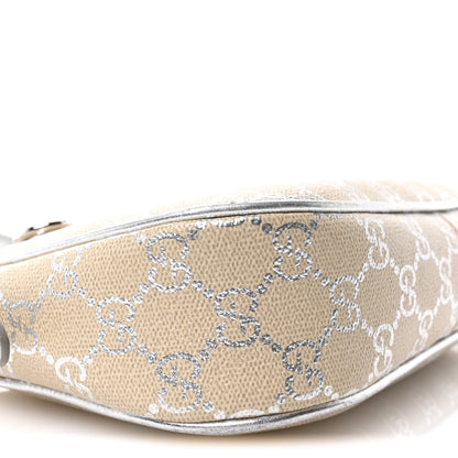 Gucci GG Supreme Monogram Emblem Small Shoulder Bag Beige Silver 9 of 10