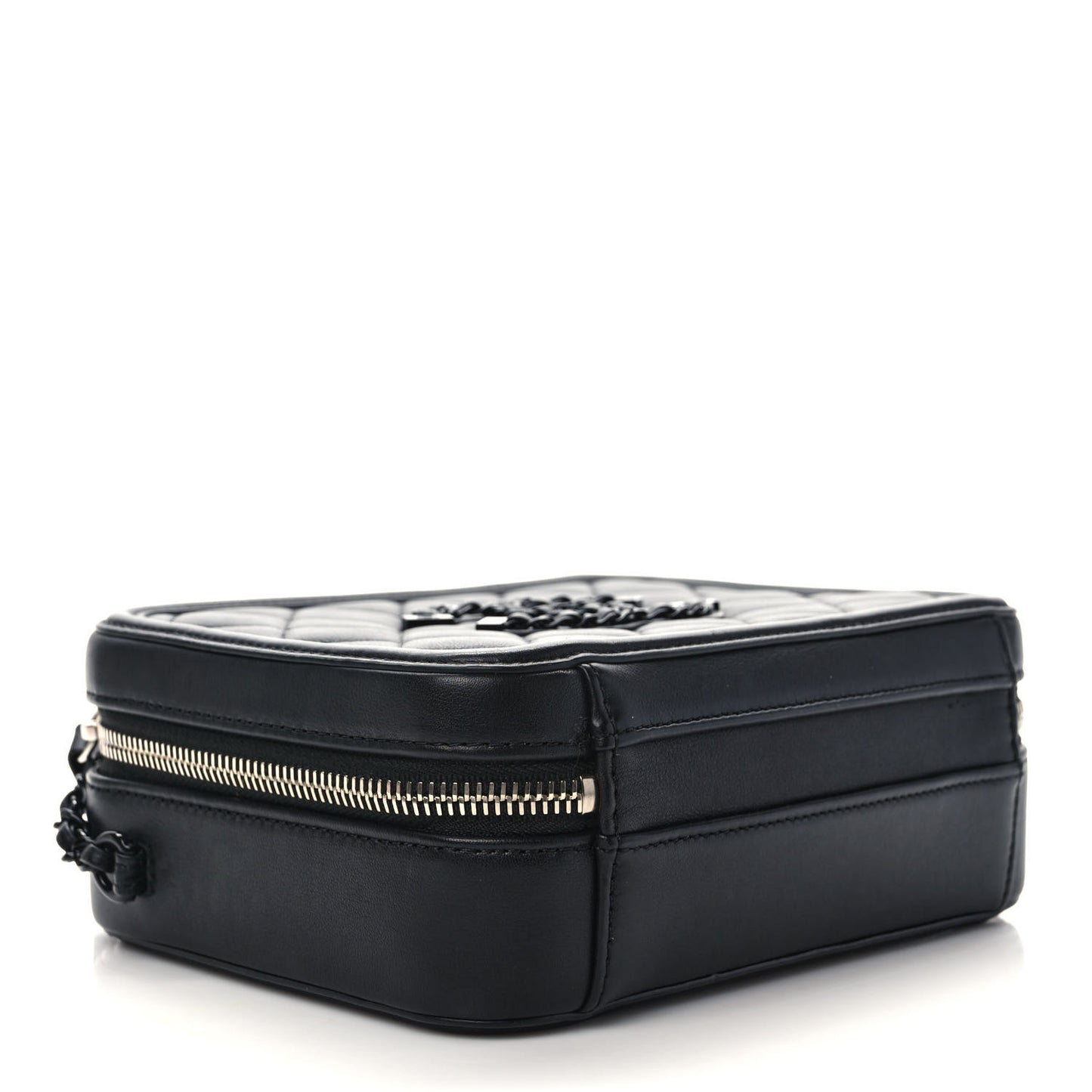 Lambskin Quilted Small CC Filigree Vanity Case Black