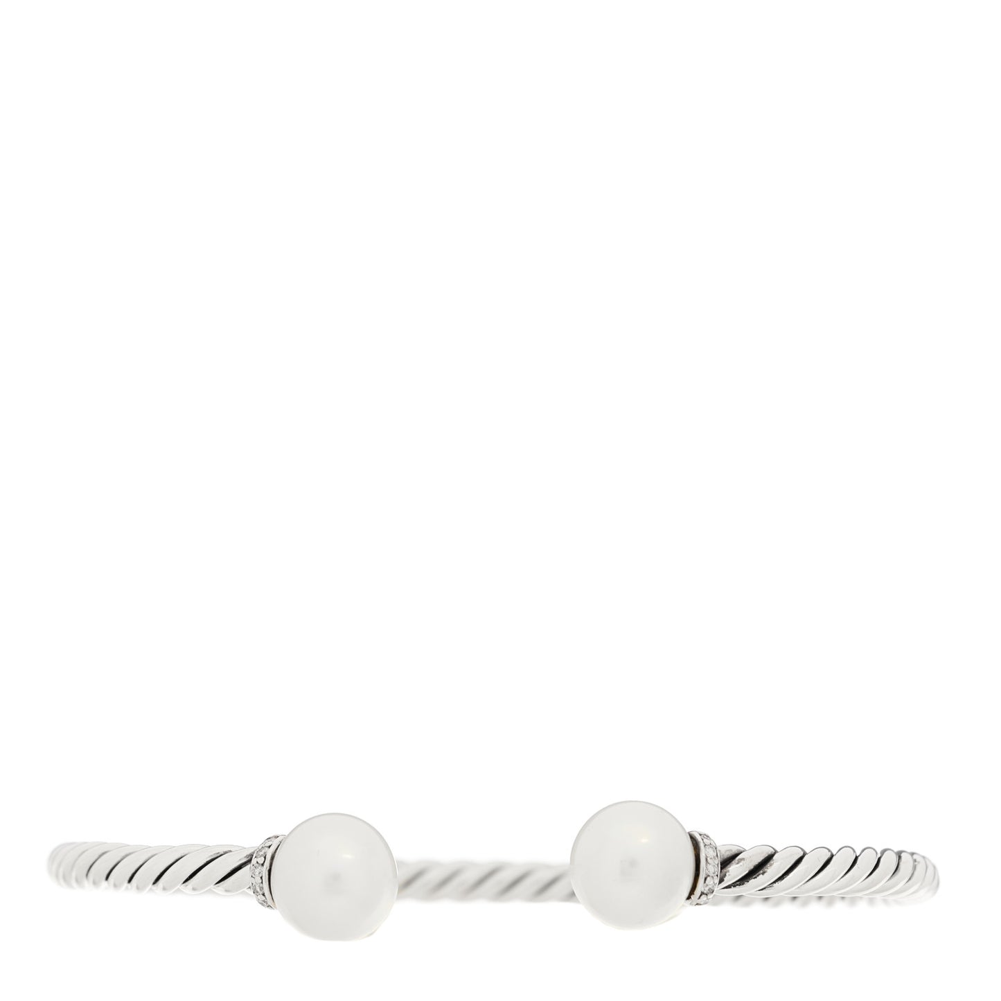 Sterling Silver Diamond Cultured Pearl 9mm Solari Bracelet