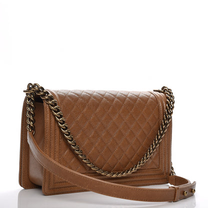 Chanel Caviar Quilted New Medium Boy Flap Light Brown 3 of 8