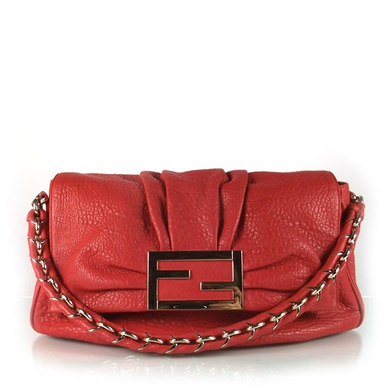 Crinkled Lambskin Mia Shoulder Flap Red