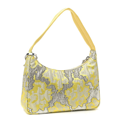 Prada Broccato Mini Re-Edition 2000 Bag Limone Lurex 2 of 10